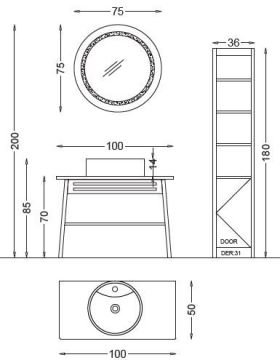 Badella Cool 100 V31 Banyo Dolabı