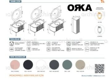Orka Felice 120 cm Ahşap Ayaklı Banyo Dolabı