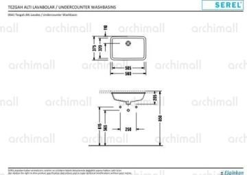 Serel Star 56 cm Tezgah Altı Lavabo