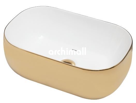 Niv XH 58x37 cm Tezgahüstü Lavabo Altın Beyaz