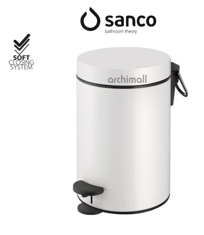 Sanco Pedallı Çöp Kovası Beyaz 5 Lt