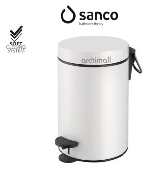 Sanco Pedallı Çöp Kovası Beyaz 5 Lt