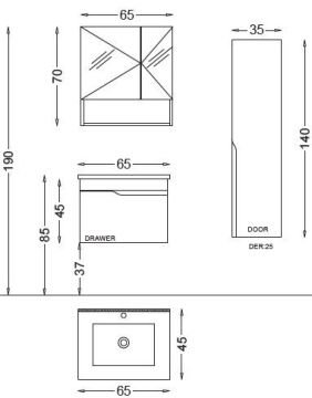 Badella Rigo 65 V1 Banyo Dolabı
