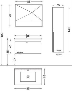 Badella Rigo 85 V1 Banyo Dolabı