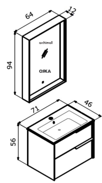 Orka Noventa 70 cm Asma Banyo Dolabı