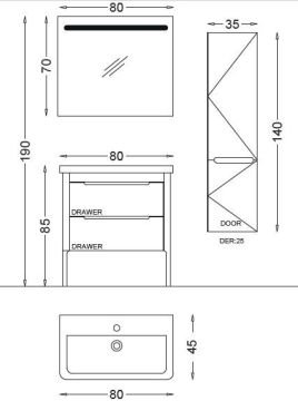 Badella Snow 80 V1 Banyo Dolabı