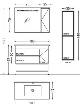 Badella Stella 100 V21 Banyo Dolabı
