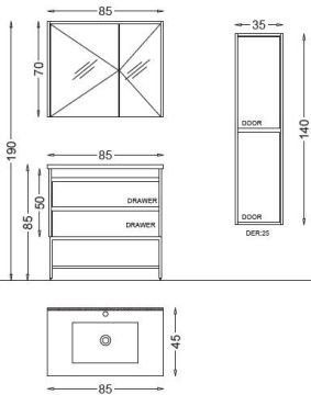 Badella Stella 85 V1 Banyo Dolabı