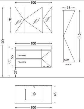 Badella Maya 100 V31 Banyo Dolabı