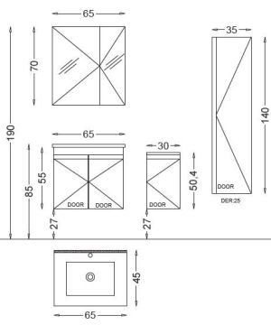 Badella Maya 65 V32 Banyo Dolabı