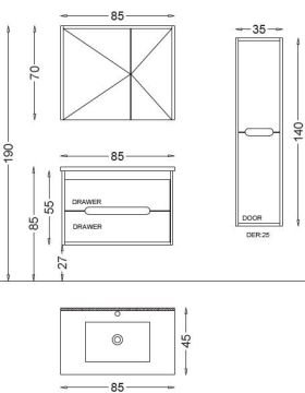 Badella Toledo 85 V31 Banyo Dolabı