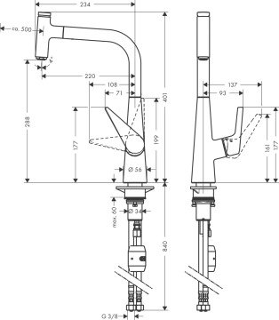 Hansgrohe Talis Select Spiralli Eviye Bataryası 72821000