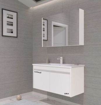 Orka Side 100 cm Kapaklı Asma Banyo Dolabı