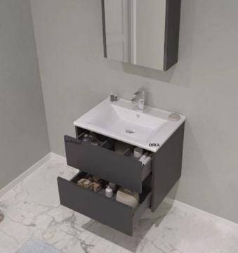 Orka Side 85 cm Çekmeceli Asma Banyo Dolabı