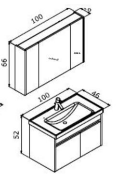 Orka Side 100 cm Çekmeceli Asma Banyo Dolabı