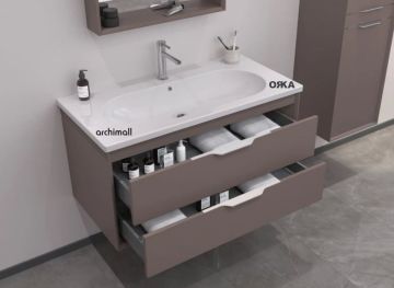 Orka Clay 80 cm Çift Çekmeceli Asma Banyo Dolabı