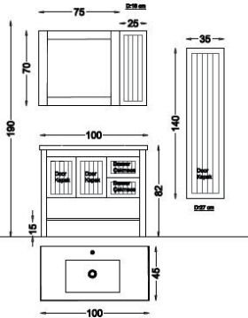 Badella Efes 100 V21 Banyo Dolabı