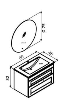 Orka Limpo 80 cm Çekmeceli Asma Banyo Dolabı