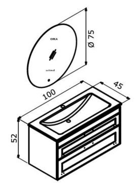 Orka Limpo 100 cm Çekmeceli Asma Banyo Dolabı