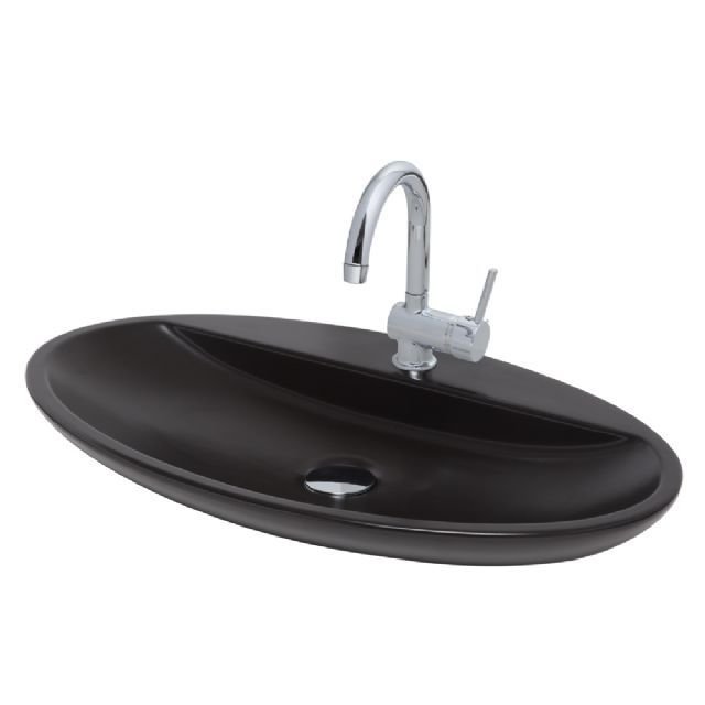 Sarin BD - Mat Siyah Oval Tezgah Üstü Lavabo