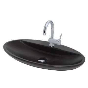 Sarin BD - Mat Siyah Oval Tezgah Üstü Lavabo