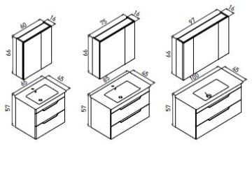 Orka Lena 100 cm Çekmeceli Asma Banyo Dolabı