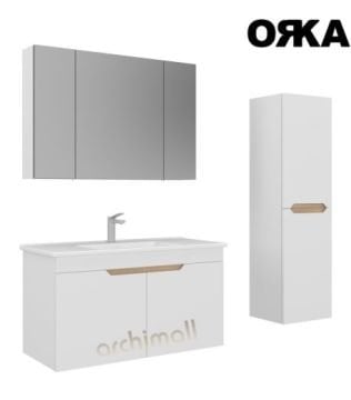 Orka Lena 100 cm Kapaklı Asma Banyo Dolabı