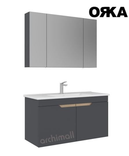 Orka Lena 100 cm Kapaklı Asma Banyo Dolabı