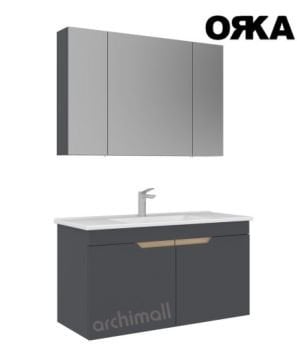 Orka Lena 100 cm Kapaklı Asma Banyo Dolabı