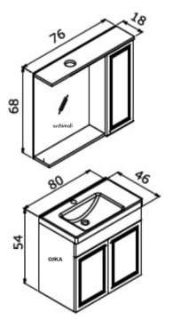 Orka Rio 80 cm Asma Banyo Dolabı