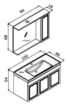 Orka Rio 100 cm Asma Banyo Dolabı