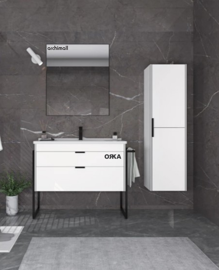 Orka Trio 100 cm Çekmeceli Ayaklı Banyo Dolabı