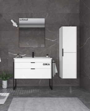 Orka Trio 80 cm Çekmeceli Ayaklı Banyo Dolabı