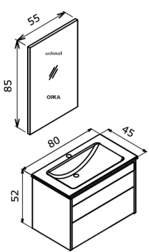 Orka Trio 80 cm Çekmeceli Asma Banyo Dolabı