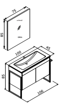 Orka Trio 100 cm Kapaklı Ayaklı  Banyo Dolabı