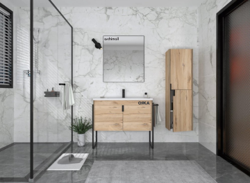 Orka Trio 100 cm Kapaklı Ayaklı  Banyo Dolabı