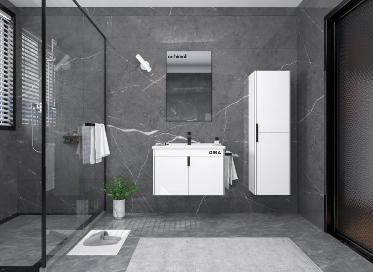 Orka Trio 100 cm Kapaklı Asma Banyo Dolabı