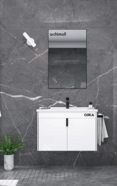 Orka Trio 80 cm Kapaklı Asma Banyo Dolabı
