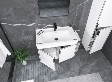 Orka Trio 80 cm Kapaklı Asma Banyo Dolabı