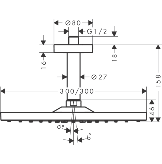 Hansgrohe Raindance E Satin Siyah Tepe Tavan Bağlantısı İle 26250670