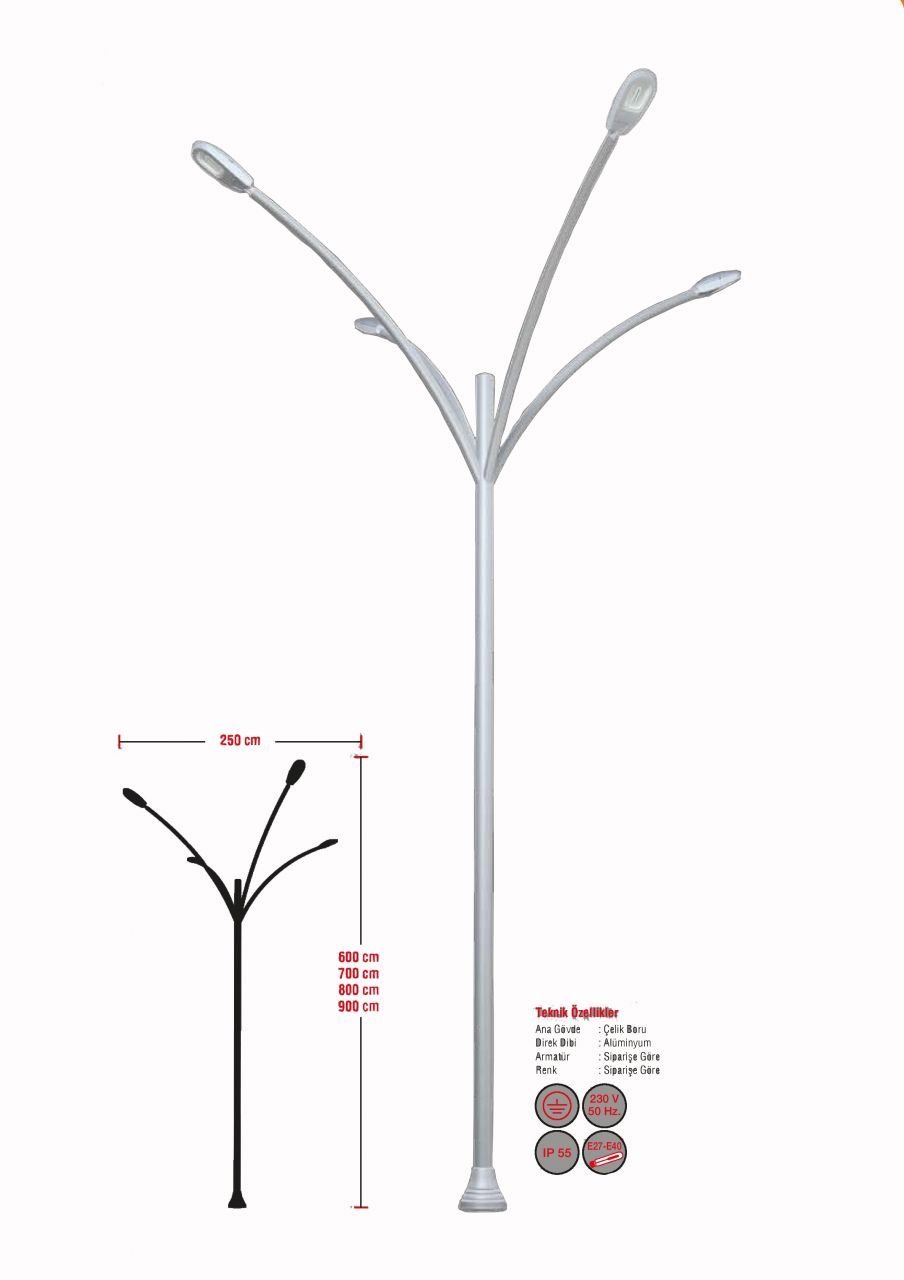 NY 8260 Dört Kollu Meydan Aydınlatma Direği