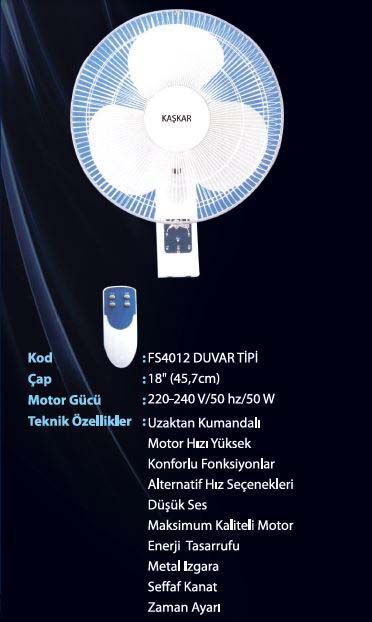 FS4012 DUVAR TİPİ VANTİLATÖR