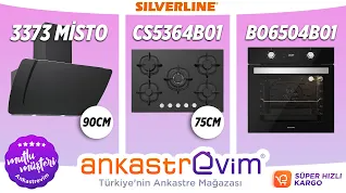 Silverline Siyah Ankastre Set - 3373 Misto 90cm, CS5364B01 75cm WOK gözlü ocak, BO6504B01 (Video)