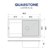 QUARSTONE Luster XL 6s 1 Gözlü Antrasit/Siyah Granit Evye