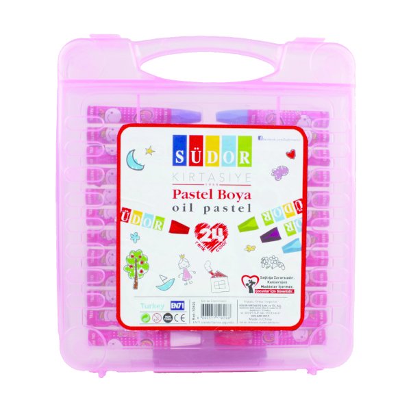 Südor 24 Renk Pastel Boya Çantalı Plastik Kutu