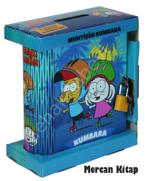 Kral Şakir - Kitap Görünümlü Kilitli Ahşap Kumbara (Mavi)