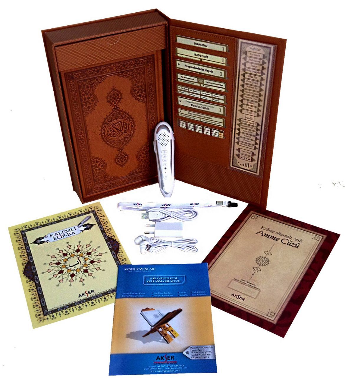 Kalemli Kuranı Kerim (Deri Cilt - Deri Kutulu)