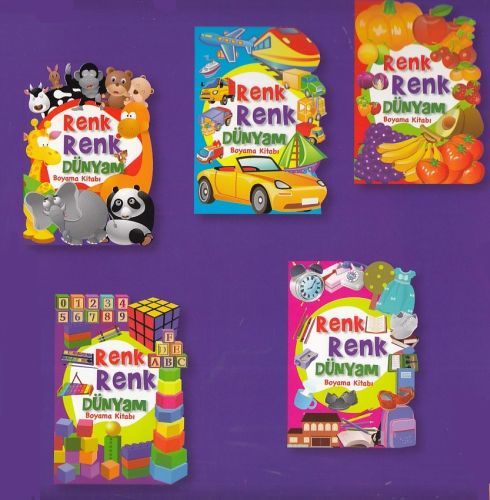 Renk Renk Dünyam Boyama Kitabı Şekilli 5 Kitap, Ema Çocuk