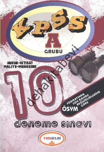 Yediiklim KPSS A Grubu 10 Deneme Sınavı Hukuk İktisat Maliye Muhasebe
