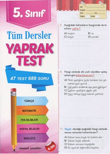 Tüm Dersler Yaprak Test-5.Sınıf, Element